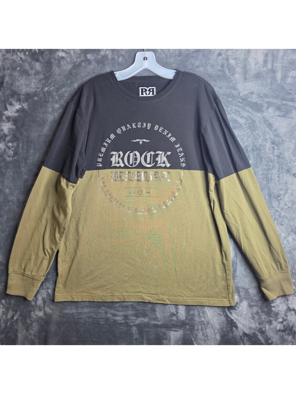 Rock Revival Long Sleeve Shirt Green Black Size XL